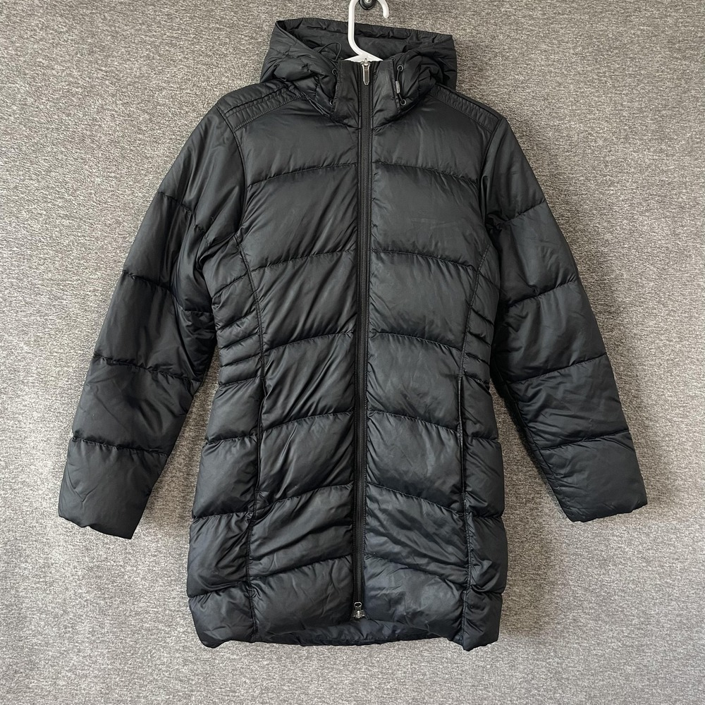 Mountain Hardwear Coat Womens XS Black Hooded Down Puffer Parka Mid Length